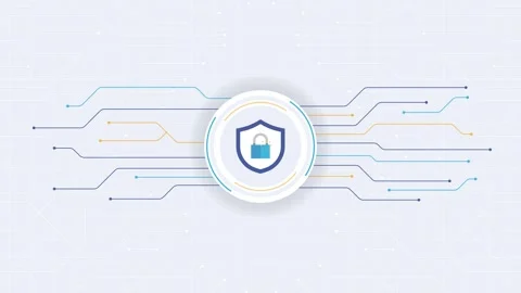 Cyber security concept: shield with closing padlock and circuit board animation Stock Footage 327135291