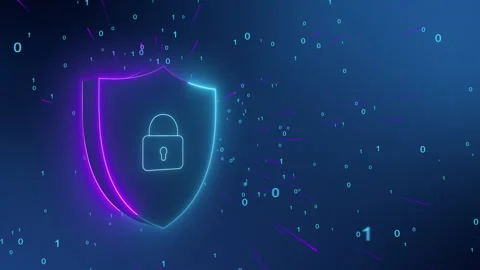 Cyber security concept shield icon with digital digits Stock Footage 250467045