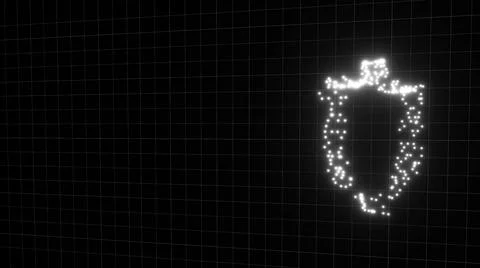 Cyber security concept: shield icon on digital grid background, 3d render data Stock Illustration