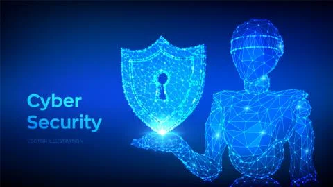 Cyber security concept. Shield with keyhole icon. Internet bot and cybersecur Stock Illustration
