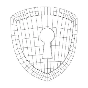 Cyber security concept. Shield with keyhole composed of polygons Stock Illustration
