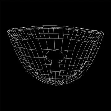Cyber security concept. Shield with keyhole composed of polygons Stock Illustration