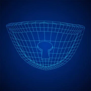 Cyber security concept. Shield with keyhole composed of polygons Stock Illustration