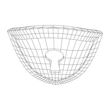 Cyber security concept. Shield with keyhole composed of polygons Stock Illustration