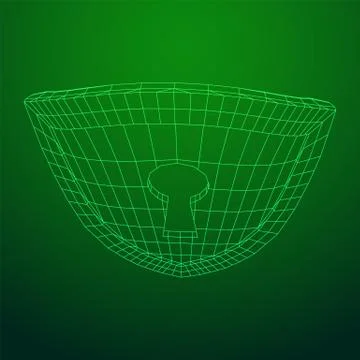 Cyber security concept. Shield with keyhole composed of polygons Stock Illustration