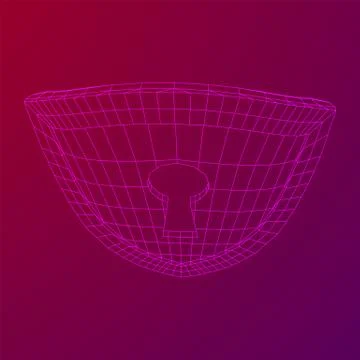 Cyber security concept. Shield with keyhole composed of polygons Stock Illustration