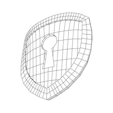 Cyber security concept. Shield with keyhole composed of polygons Stock Illustration