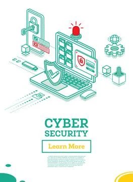 Cyber Security Concept. Shield Symbol. Isometric Laptop and Smartphone with.. Stock Illustration