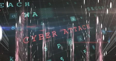 Cyber security concept texts against data processing Stock Illustration