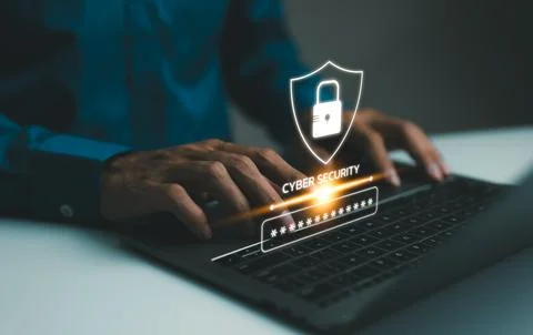 Cyber security concept. User enter username and password for personal Stock Photos