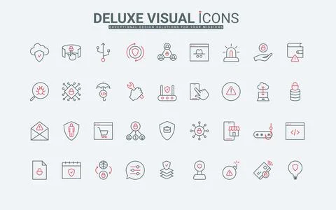 Cyber security, confidential data protection line icons set, digital service and Stock Illustration