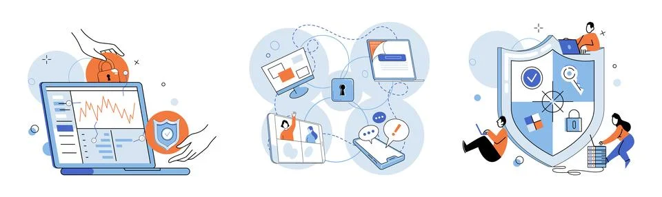 Cyber security. Confidential data should be secured within protected database 스톡 일러스트