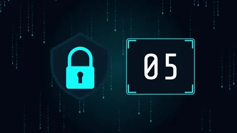 Cyber security countdown from 10 to 0 with binary rain Stock-Footage 348302844