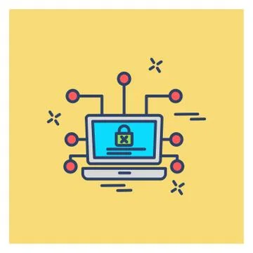 Cyber security creative colored icon with yellow background 스톡 일러스트