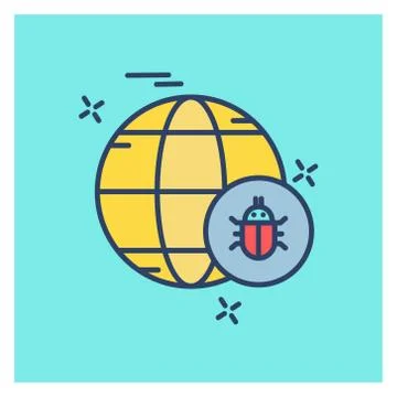Cyber security creative colored icon with blue background Stock Illustration