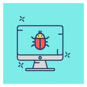 Cyber security creative colored icon with blue background Stock Illustration