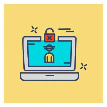 Cyber security creative colored icon with yellow background Stock Illustration