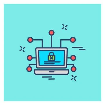Cyber security creative colored icon with blue background Stock Illustration