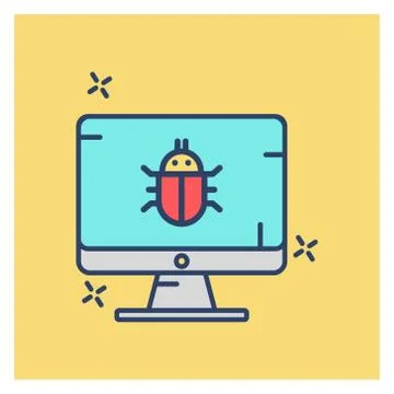 Cyber security creative colored icon with yellow background Illustrazione stock