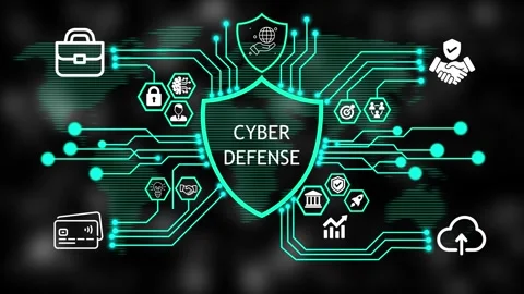 Cyber Security Cyber Defense Shield Infographic Animation - 4K Loop Video stock 342632301