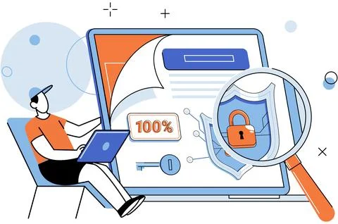 Cyber security. Cybersecurity is backbone digital privacy and protection 스톡 일러스트