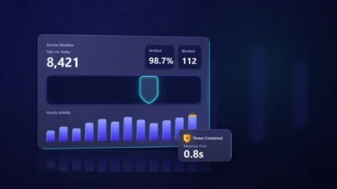 Cyber Security Dashboard Showing Access Monitor and Threat Detection Vidéo 347869961