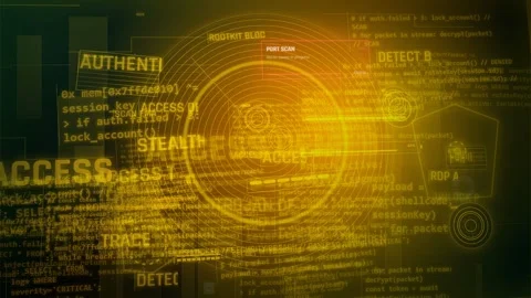 Cyber Security Data Breach Access Denied Digital HUD Animation Stock Footage 335567586