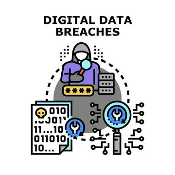 Cyber security data breach and digital information protection Stock Illustration