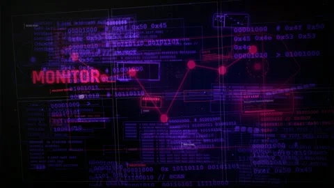 Cyber Security Data Breach HUD Interface Animation Stock Footage 335571668