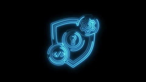 Cyber security data encryption with neon light glowing shield digital prote.. Stock Footage 312316106