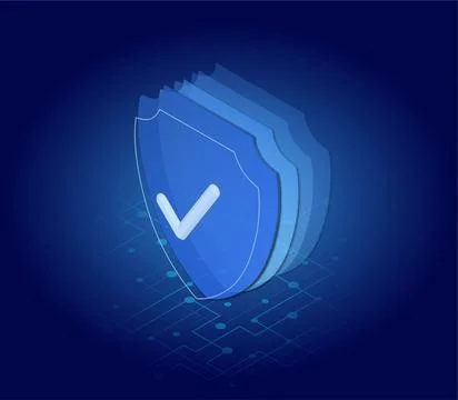 Cyber security, data privacy protection shield with check icon イラスト素材