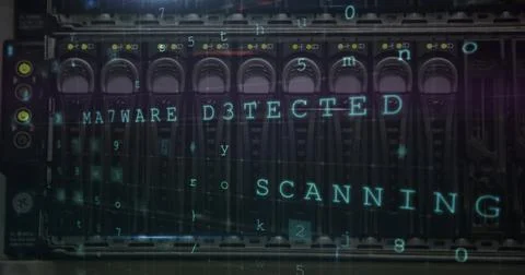 Cyber security data processing against close up of server 스톡 일러스트