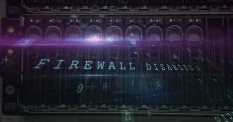 Cyber security data processing against close up of server Stock Illustration