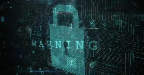 Cyber security data processing against security padlock icon and microprocessor 库存插图