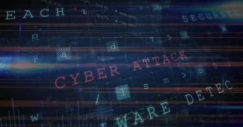 Cyber security data processing against spots of light on blue background Stock Photos