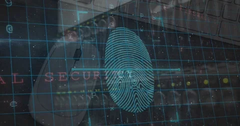 Cyber security data processing and security padlocks against close up of a mouse Stock Footage 328711360