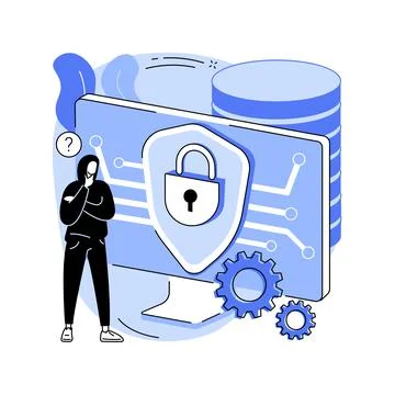 Cyber security data protection abstract concept vector illustration. Stock Illustration