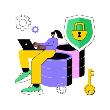 Cyber security data protection abstract concept vector illustration. Stock Illustration