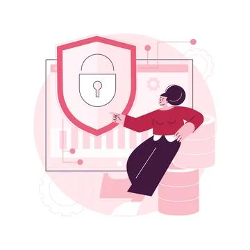 Cyber security data protection abstract concept vector illustration. Stock Illustration