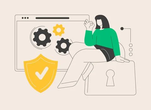 Cyber security data protection abstract concept vector illustration. Stock Illustration