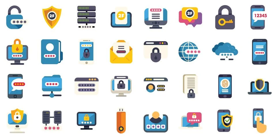 Cyber security, data protection and password symbols showing access to personal Illustrazione stock