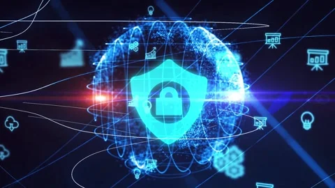 Cyber security data protection business technology privacy concept. Young bus Video stock 147542047