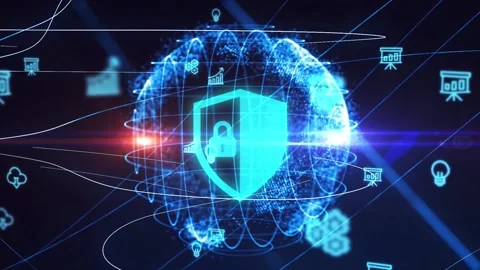 Cyber security data protection business technology privacy concept. Young bus Vídeo Stock 147542089
