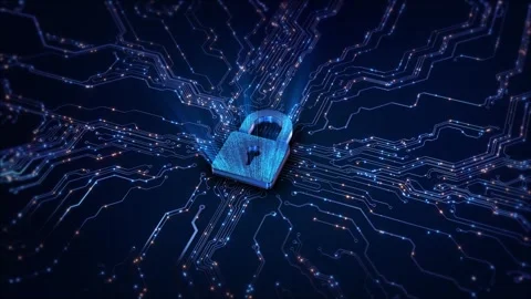 Cyber Security Data Protection Business Privacy printed circuit board concept Ri Stock Footage 341900145