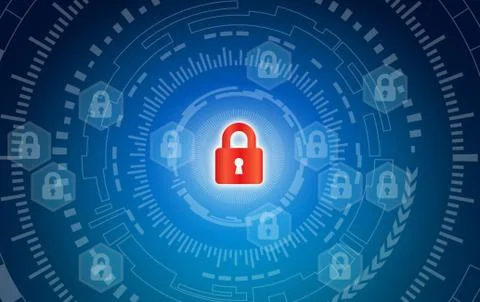 Cyber Security Data Protection Business Technology Privacy concept, circle an Stock Illustration