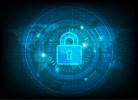 Cyber Security Data Protection Business Technology Privacy concept, map world 스톡 일러스트