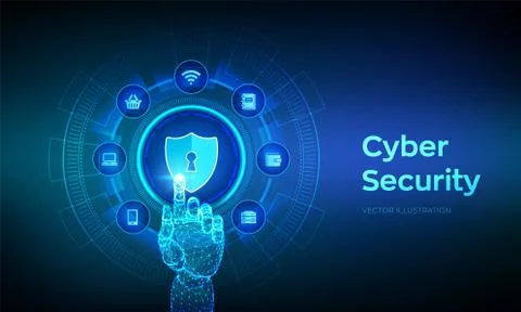 Cyber Security. Data protection business concept on virtual screen. Shield pr イラスト素材