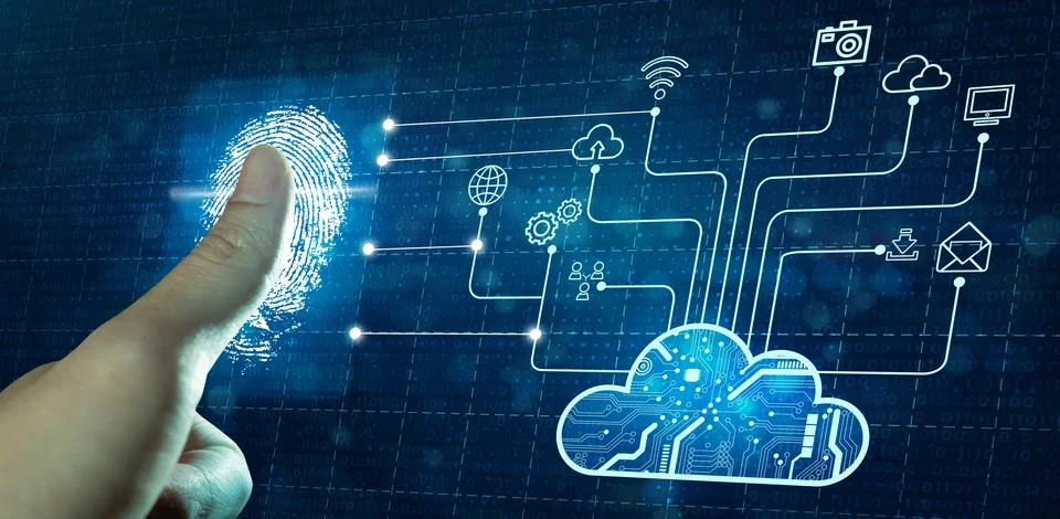 Cyber security Data Protection with Cloud Technology. Stock Photos