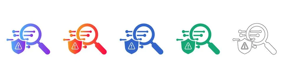 Cyber Security Data Protection Icon Set Illustrazione stock