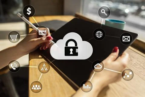 Cyber security, Data protection, information safety. technology business concept Stock Illustration